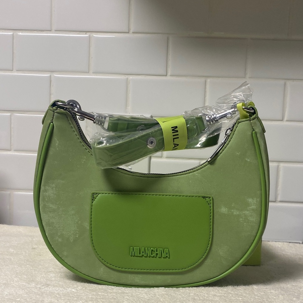 NWT Milanchiva Green suede shoulder bag